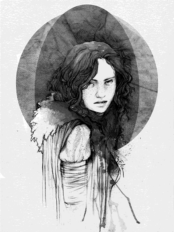 Watercolor portrait of a young woman with freckles for Other e-reader wallpaper or screensaver featuring watercolor and portrait and more