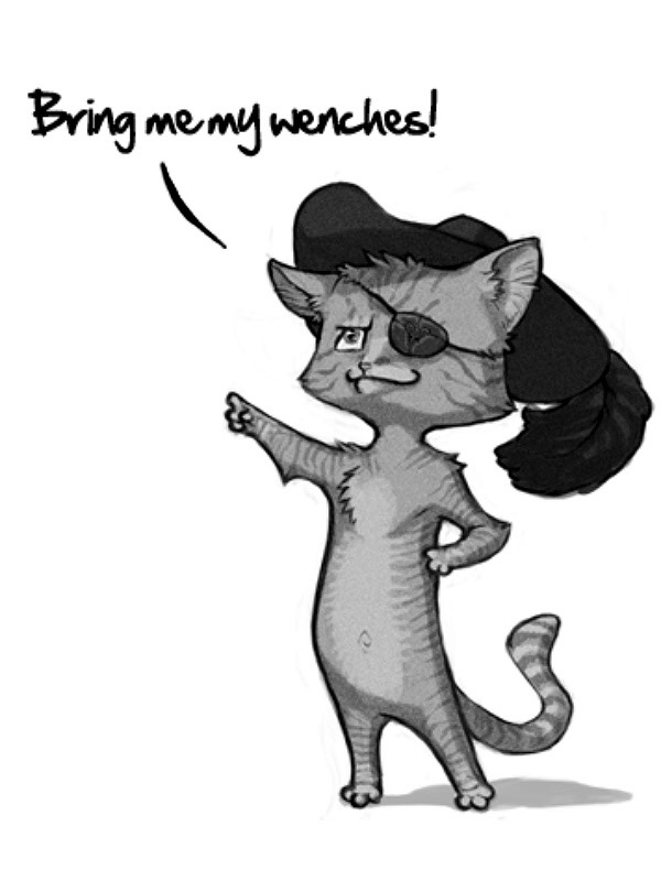 Pirate Cat Demands Wenches for Other e-reader wallpaper or screensaver featuring cat and pirate and more