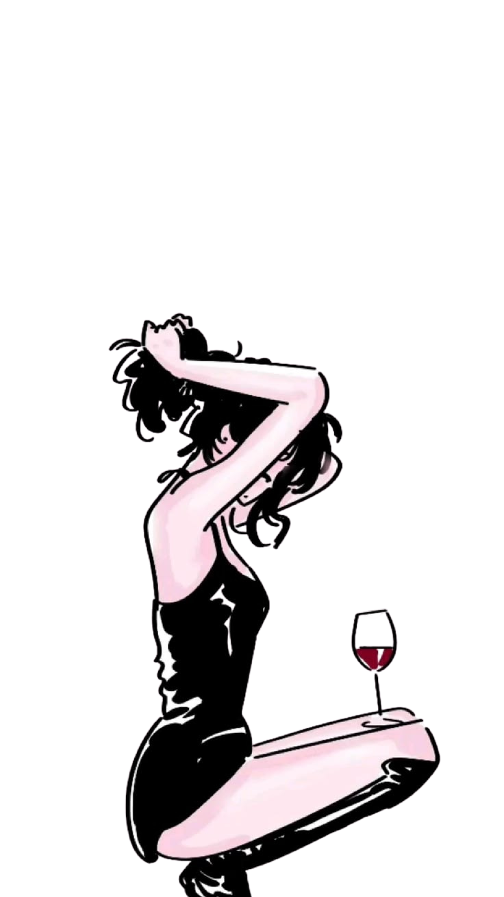 Woman and Wine for Kobo Clara e-reader wallpaper or screensaver featuring woman and drawing and more