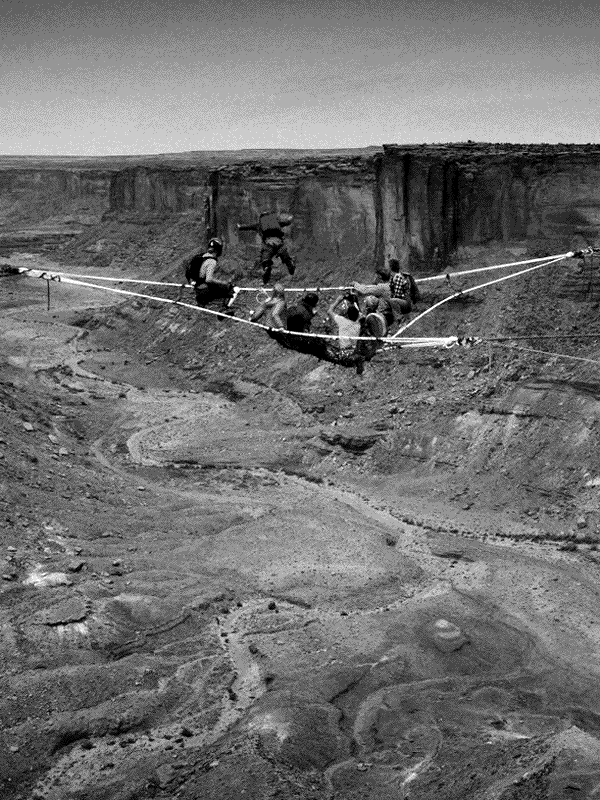 Slackline walkers in a canyon for Other e-reader wallpaper or screensaver featuring slacklining and canyon and more