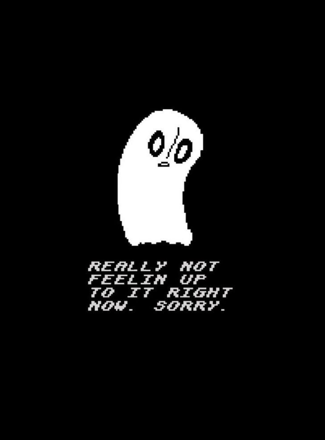 Ghost with eyes and text for Other e-reader wallpaper or screensaver featuring pixel-art and ghost and more
