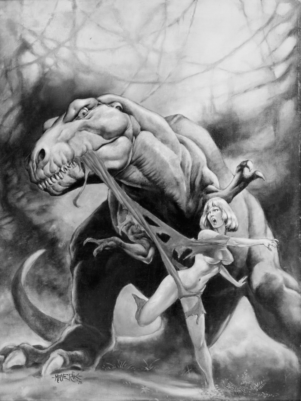 Eerie #97 Cover for e-reader e-reader wallpaper or screensaver featuring dinosaur and t-rex and more