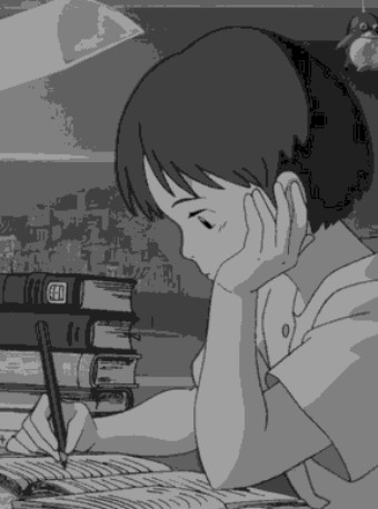 Anime girl studying at a desk for Other e-reader wallpaper or screensaver featuring anime and study and more
