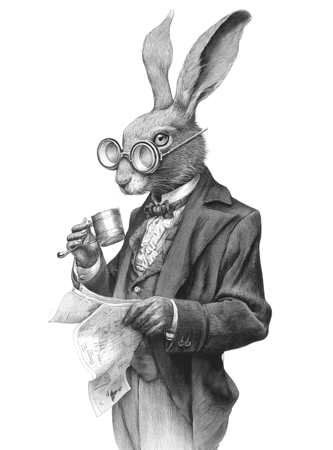 Vintage rabbit for Other e-reader wallpaper or screensaver featuring black and white and vintage and more