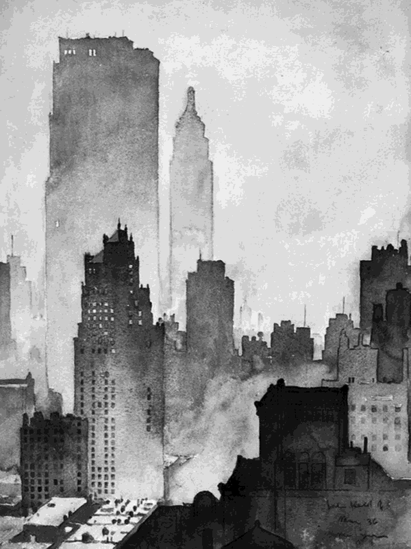 New York City Skyline Watercolor for Other e-reader wallpaper or screensaver featuring new-york and skyline and more