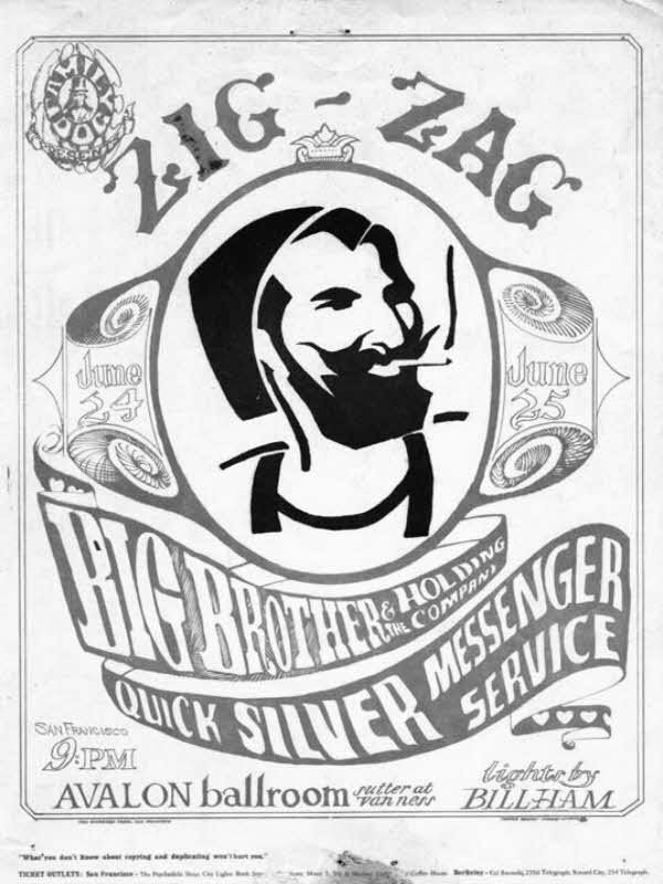 Zig-Zag concert poster for Big Brother & The Holding Company for Other e-reader wallpaper or screensaver featuring psychedelic and concert and more