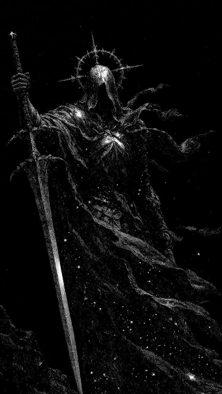 Void Sovereign for e-reader e-reader wallpaper or screensaver featuring dark fantasy and black and white and more