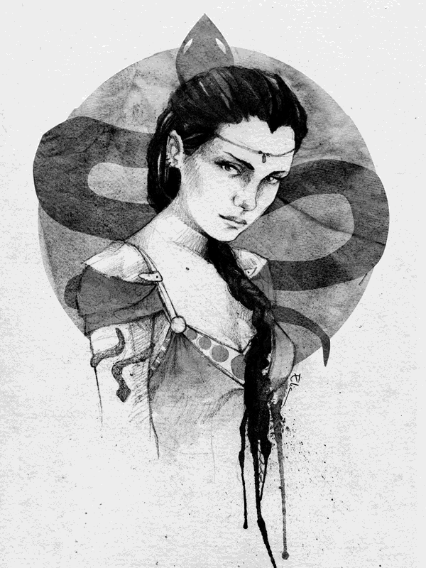 Fantasy woman with snake tattoo for Other e-reader wallpaper or screensaver featuring fantasy and woman and more