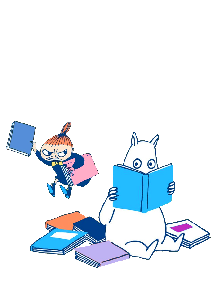 Little My: Book nabber. for Kobo Libra e-reader wallpaper or screensaver featuring color and book and more