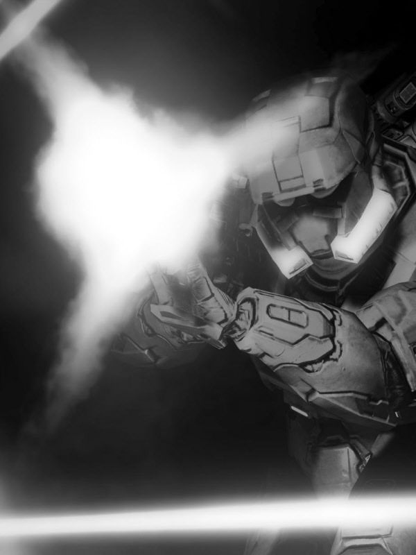 Spartan firing a weapon for Other e-reader wallpaper or screensaver featuring sci-fi and soldier and more