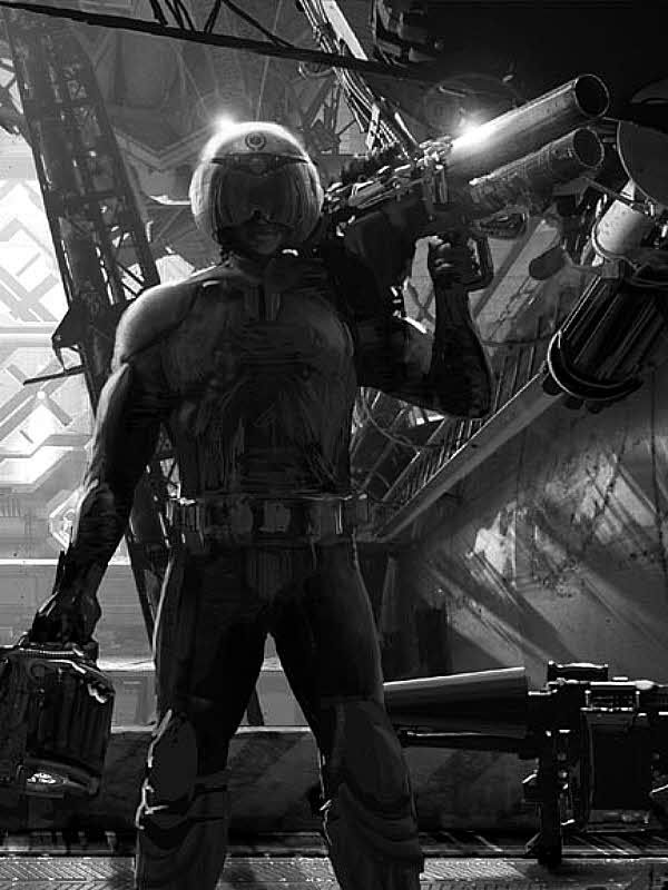 Sci-fi soldier holding a heavy weapon for Other e-reader wallpaper or screensaver featuring sci-fi and soldier and more