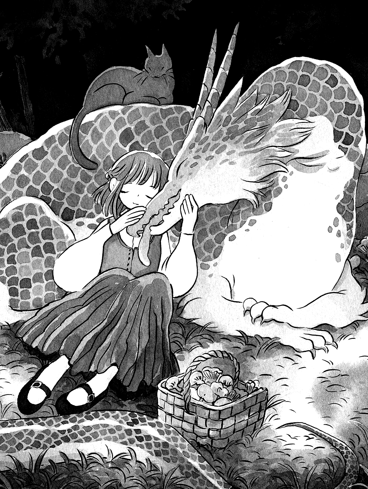 Hideout for Kindle Paperwhite e-reader wallpaper or screensaver featuring girl and dragon and more