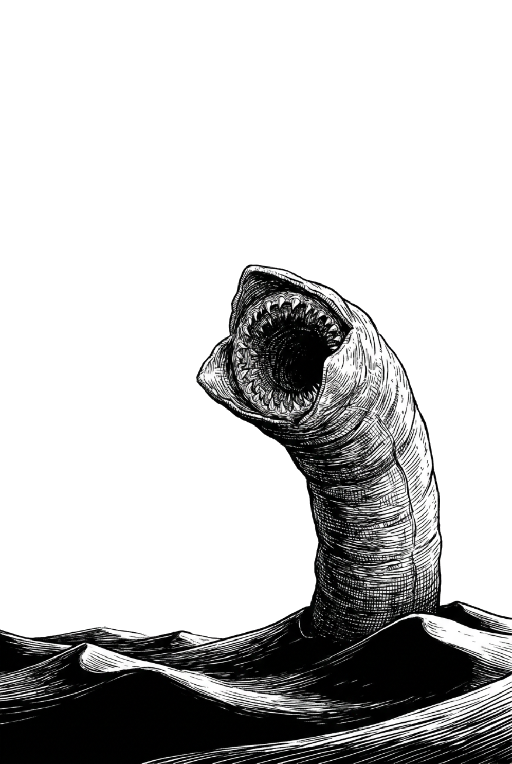 Shai-Hulud for e-reader e-reader wallpaper or screensaver featuring black and white and minimalistic