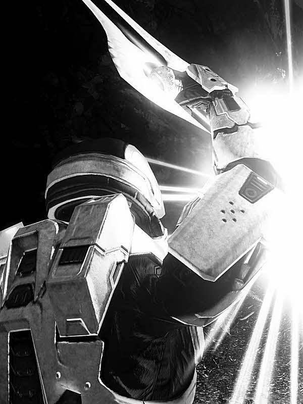 Spartan soldier raising a bright energy sword for Other e-reader wallpaper or screensaver featuring halo and spartan and more