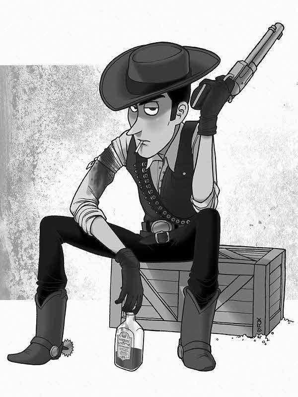 Cowboy with gun and whiskey for Other e-reader wallpaper or screensaver featuring cowboy and western and more