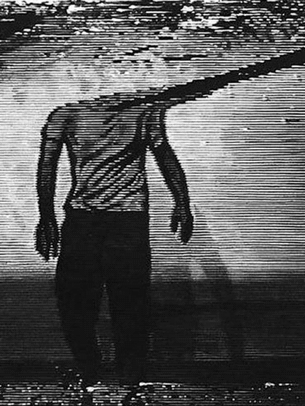 Man submerged in static for Other e-reader wallpaper or screensaver featuring glitch and abstract and more