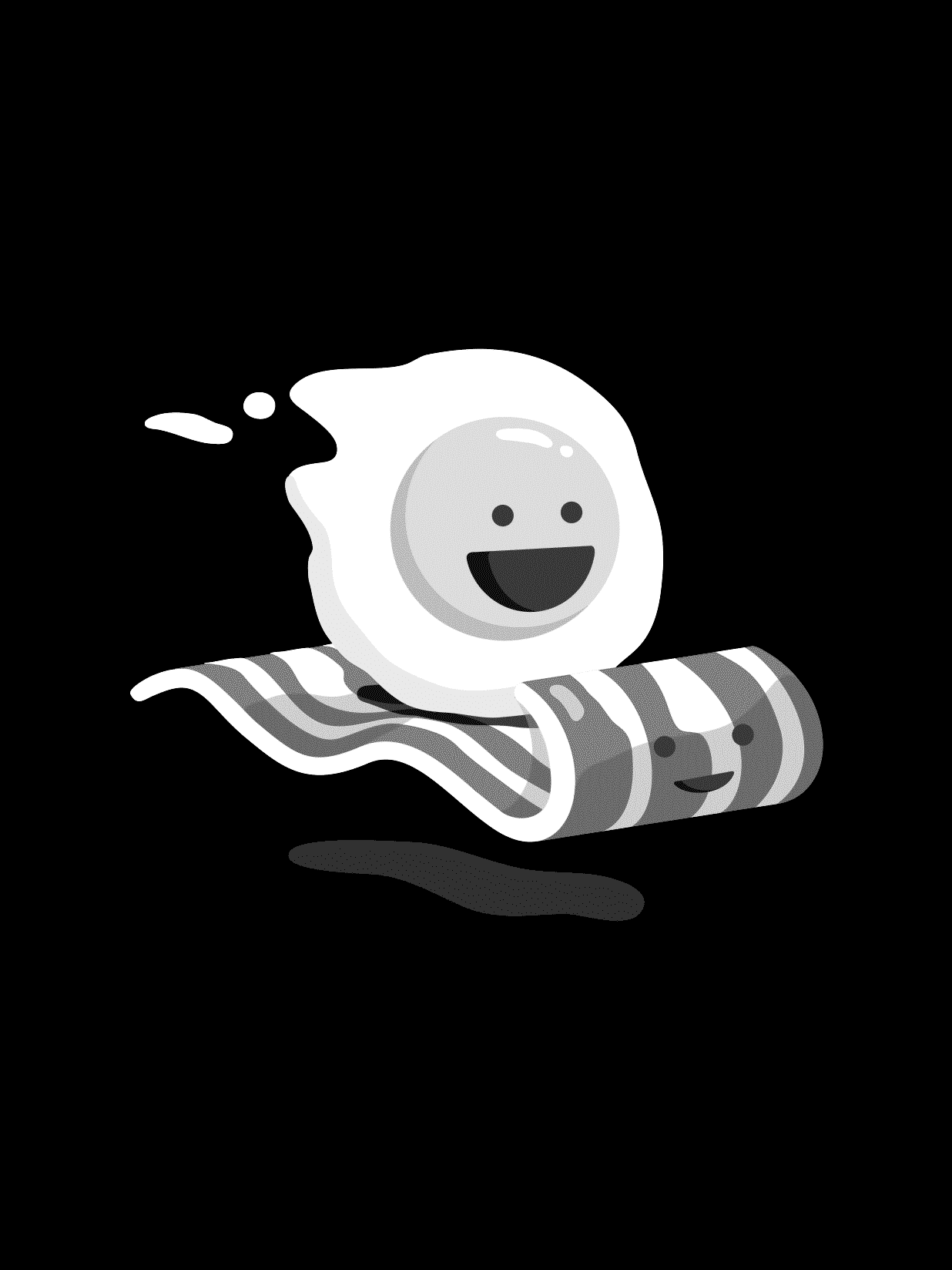 Happy fried egg and bacon cartoon characters for Other e-reader wallpaper or screensaver featuring egg and bacon and more
