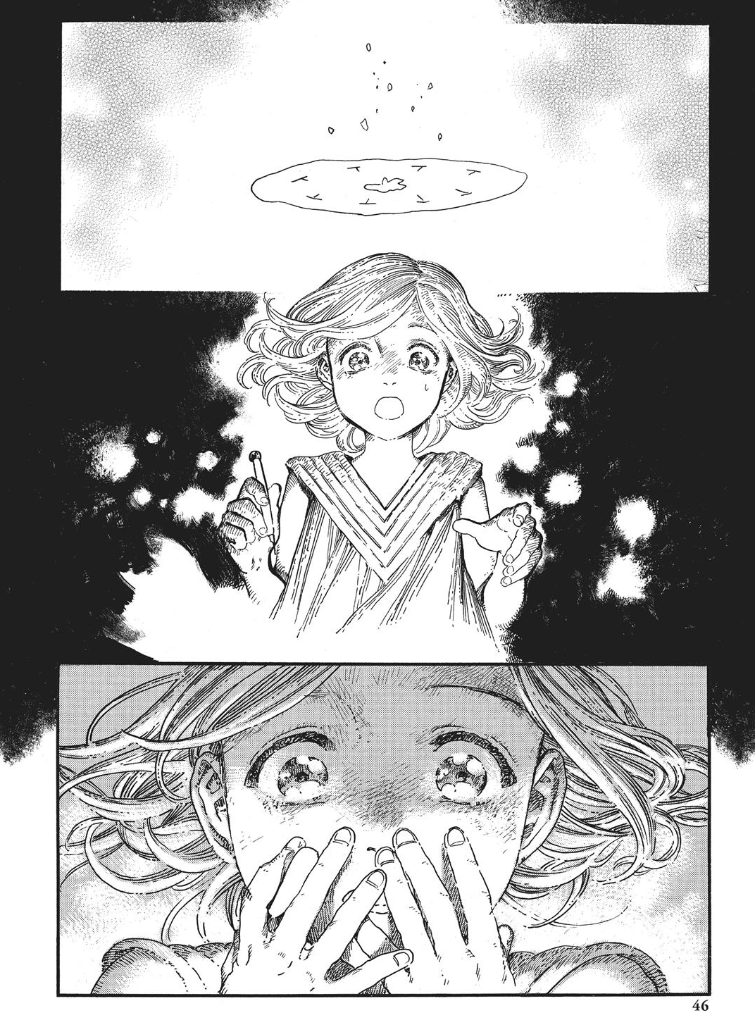 Girl reacts with shock and awe to something falling from the sky for Other e-reader wallpaper or screensaver featuring manga and girl and more