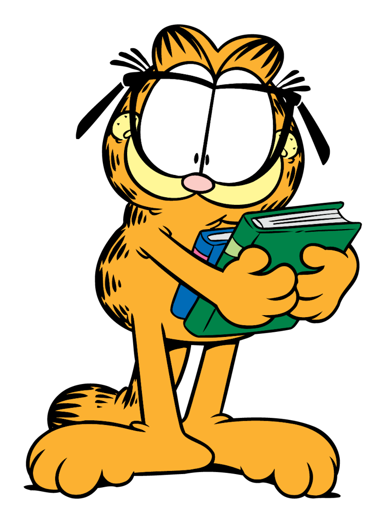 Garfield with book for Kobo Libra e-reader wallpaper or screensaver featuring illustration