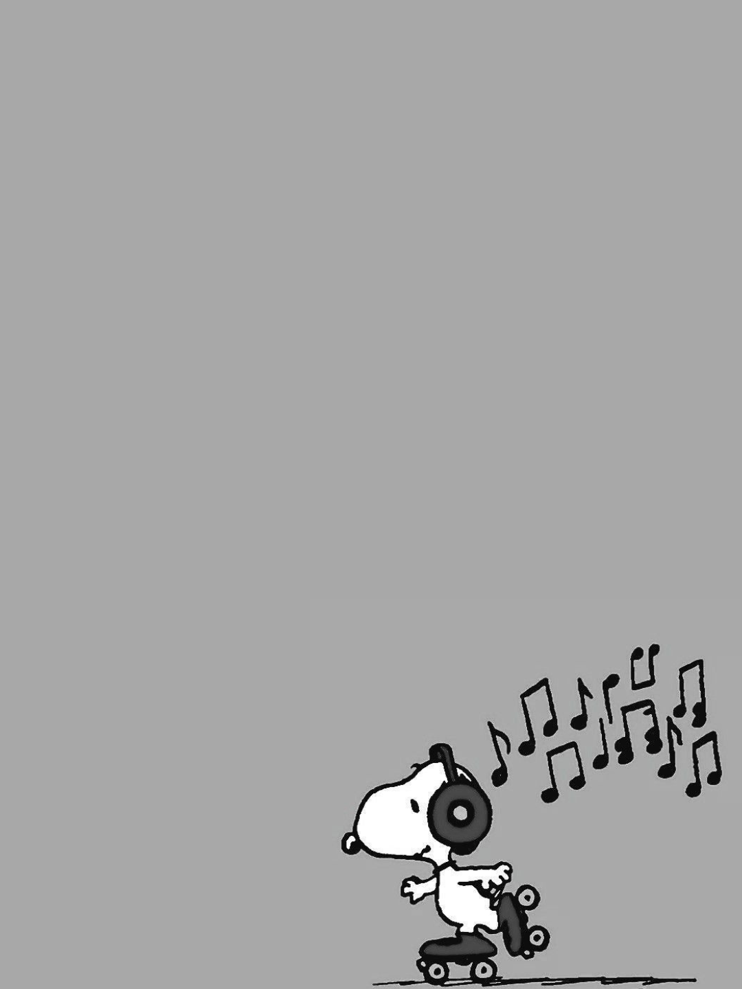 Snoopy on roller skates with headphones and music notes for Other e-reader wallpaper or screensaver featuring snoopy and peanuts and more