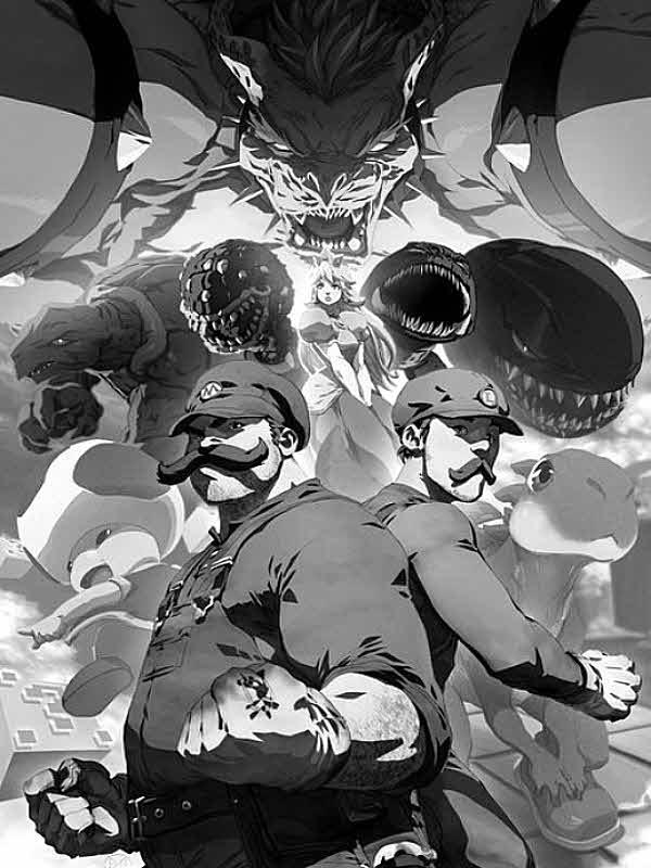 Mario and Luigi fighting Bowser and other monsters for Other e-reader wallpaper or screensaver featuring mario and luigi and more