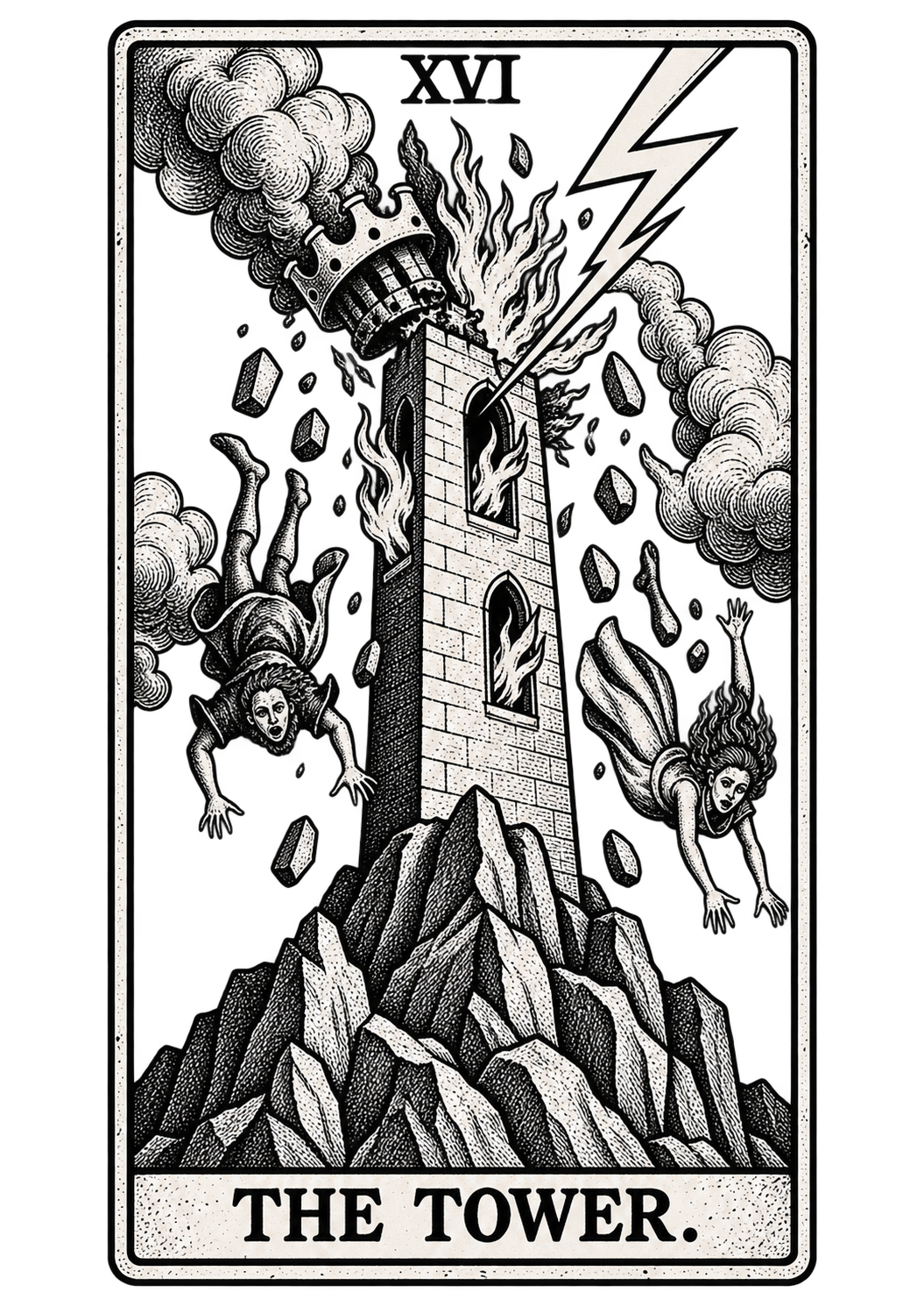 The Tower Tarot Card for Kindle Paperwhite e-reader wallpaper or screensaver featuring tarot and tower and more