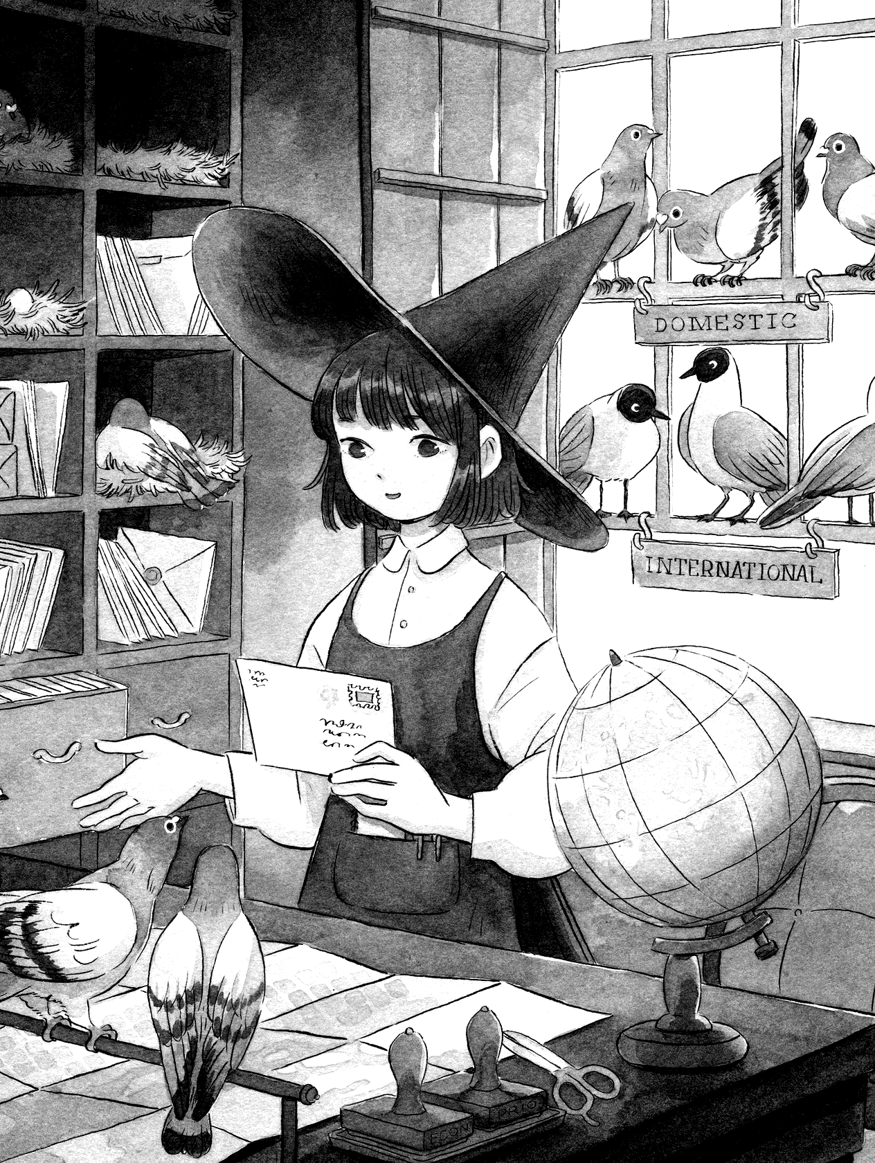 First Day On The Job for Kindle Paperwhite e-reader wallpaper or screensaver featuring girl and witch and more