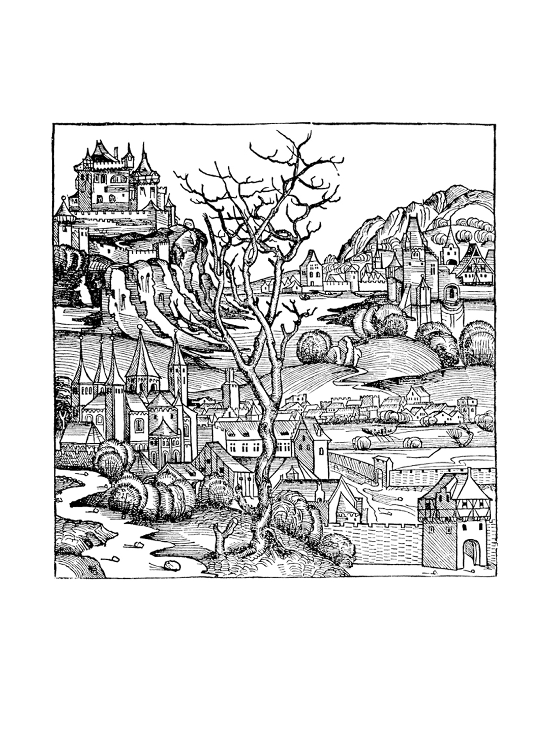 Medieval Townscape with Castle and River for Other e-reader wallpaper or screensaver featuring medieval and townscape and more