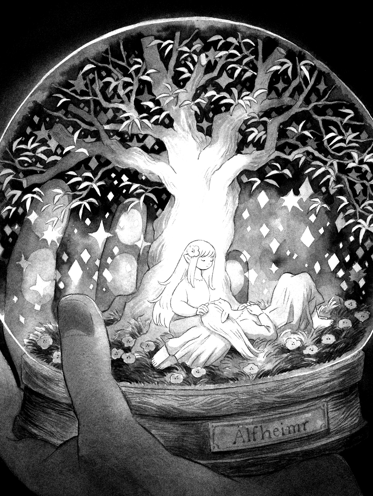 Alfheimr by Heikala for Kindle Paperwhite e-reader wallpaper or screensaver featuring girl and nature and more