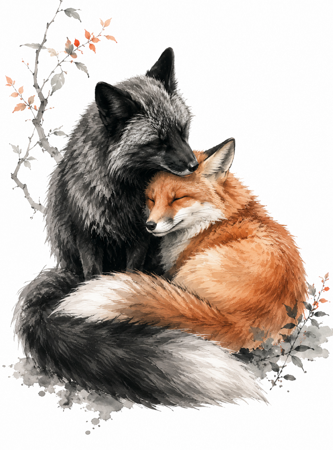 Foxes for Kobo Clara e-reader wallpaper or screensaver featuring nature and animal and more