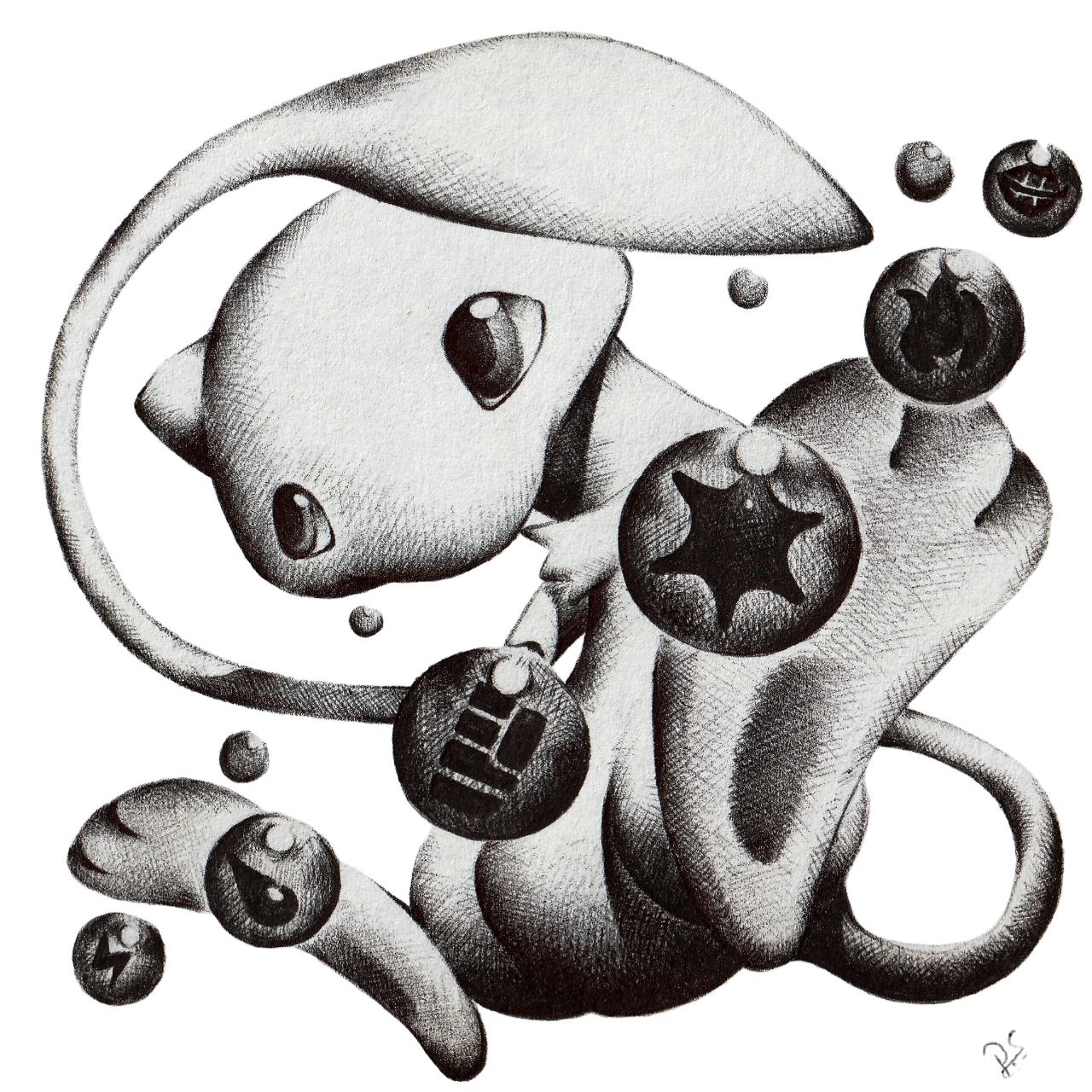 Mew with elemental orbs for Other e-reader wallpaper or screensaver featuring mew and pokemon and more