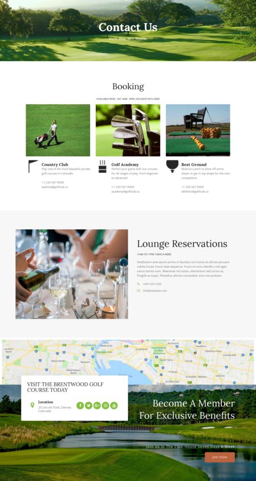 Golf Course Contact Us