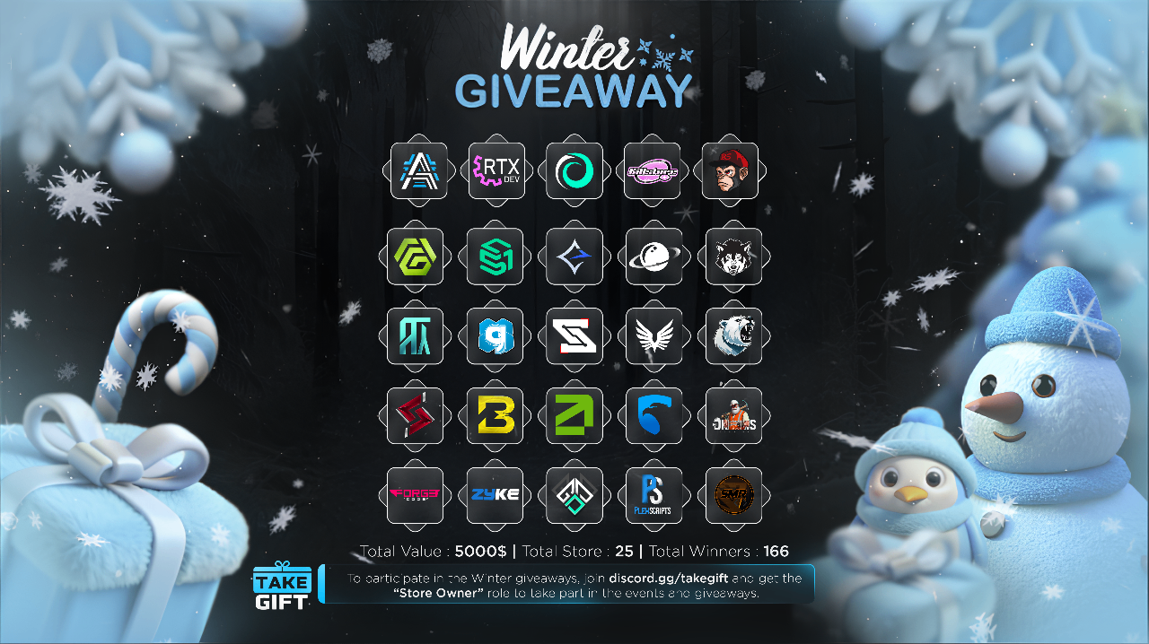 Winter Giveaway | Total Value: 5000$ | 166 Winners