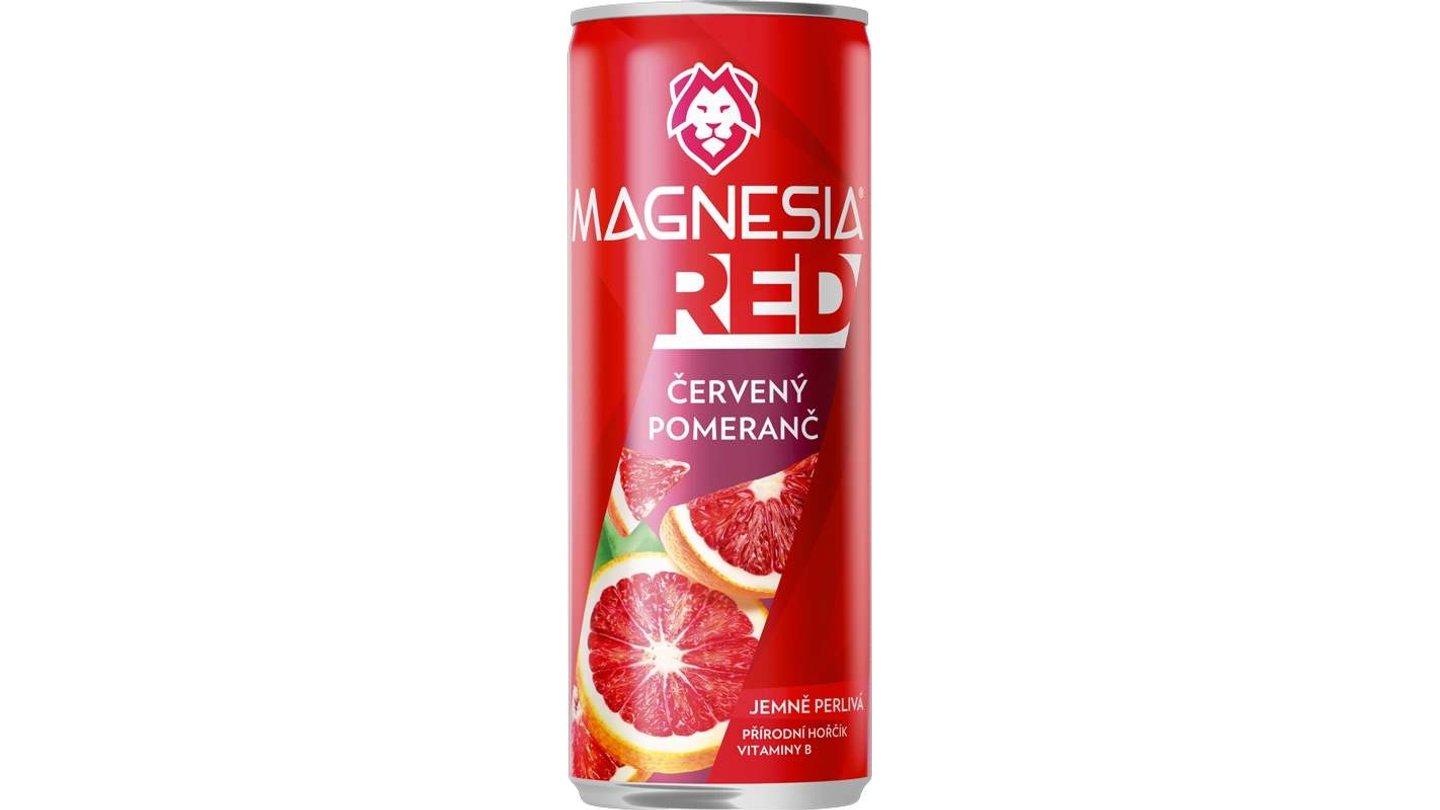 Magnesia Red Minerální voda červený pomeranč jemně perlivá 330ml plech