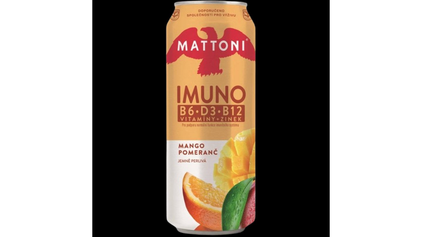 Mattoni Imuno mango a pomeranč plech 0,5 l