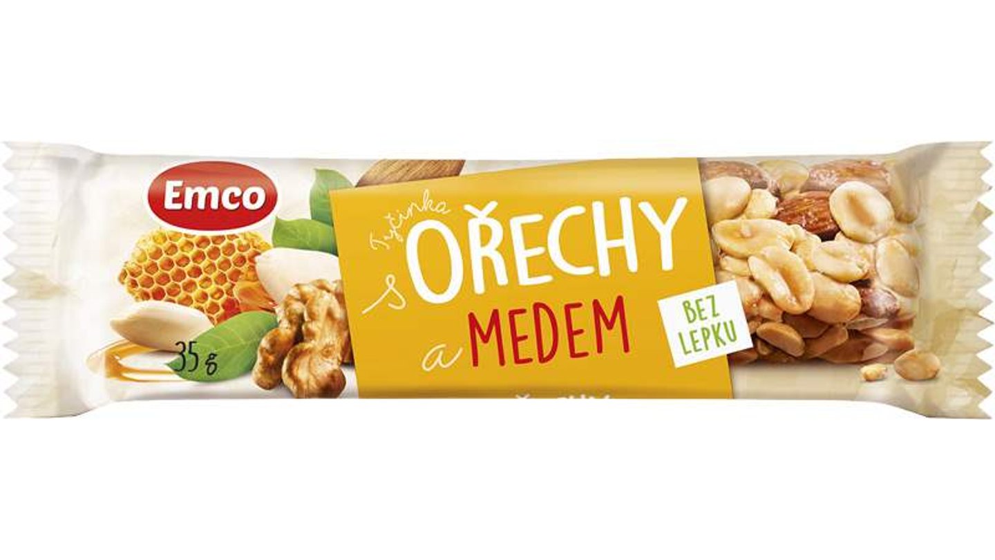 Bezlepková Tyčinka EMCO Ořechy a med 35g