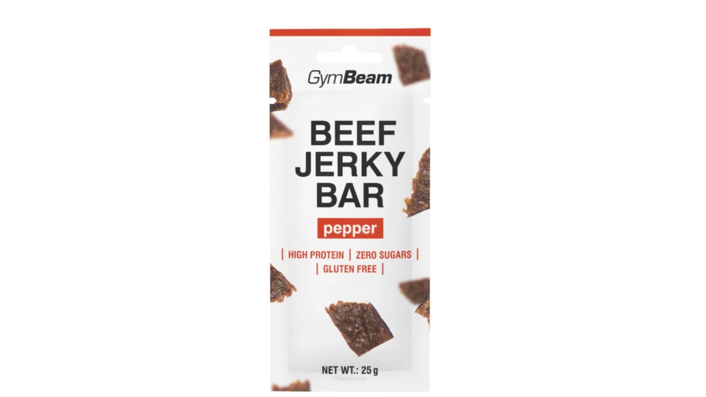 Beef Jerky Bar - GymBeam - kořeněné - 25 g