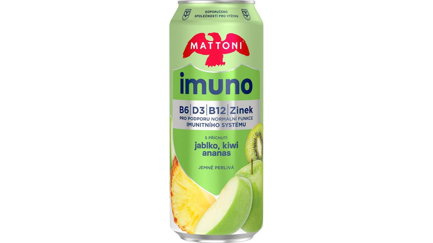 Mattoni Imuno Minerální voda jablko+kiwi+ananas jemně perlivá 500ml plech