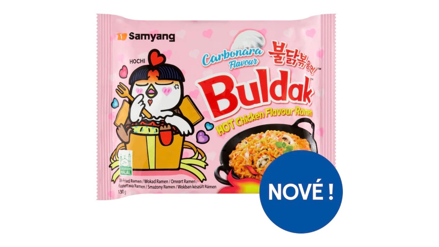Samyang Buldak Wheat Noodle Soup with Spicy Chicken and Carbonara Flavor, 130 g