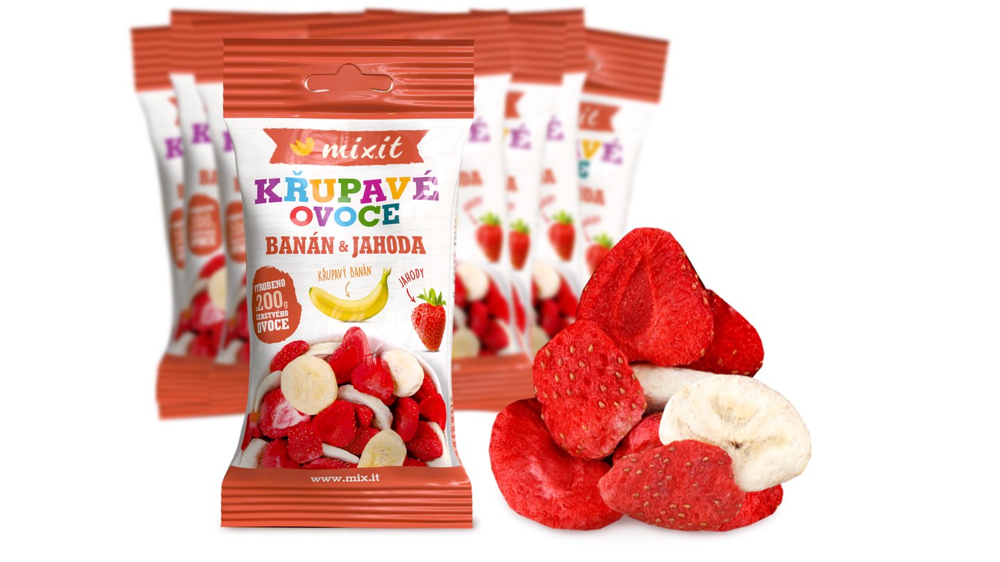 Křupavé ovoce do kapsy Banán- jahoda