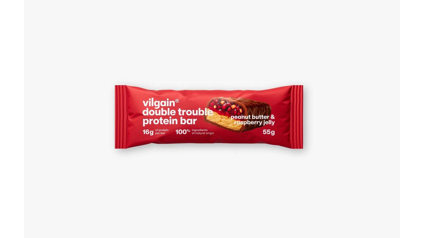 Double Trouble Protein Bar - arašídové máslo a malinový džem