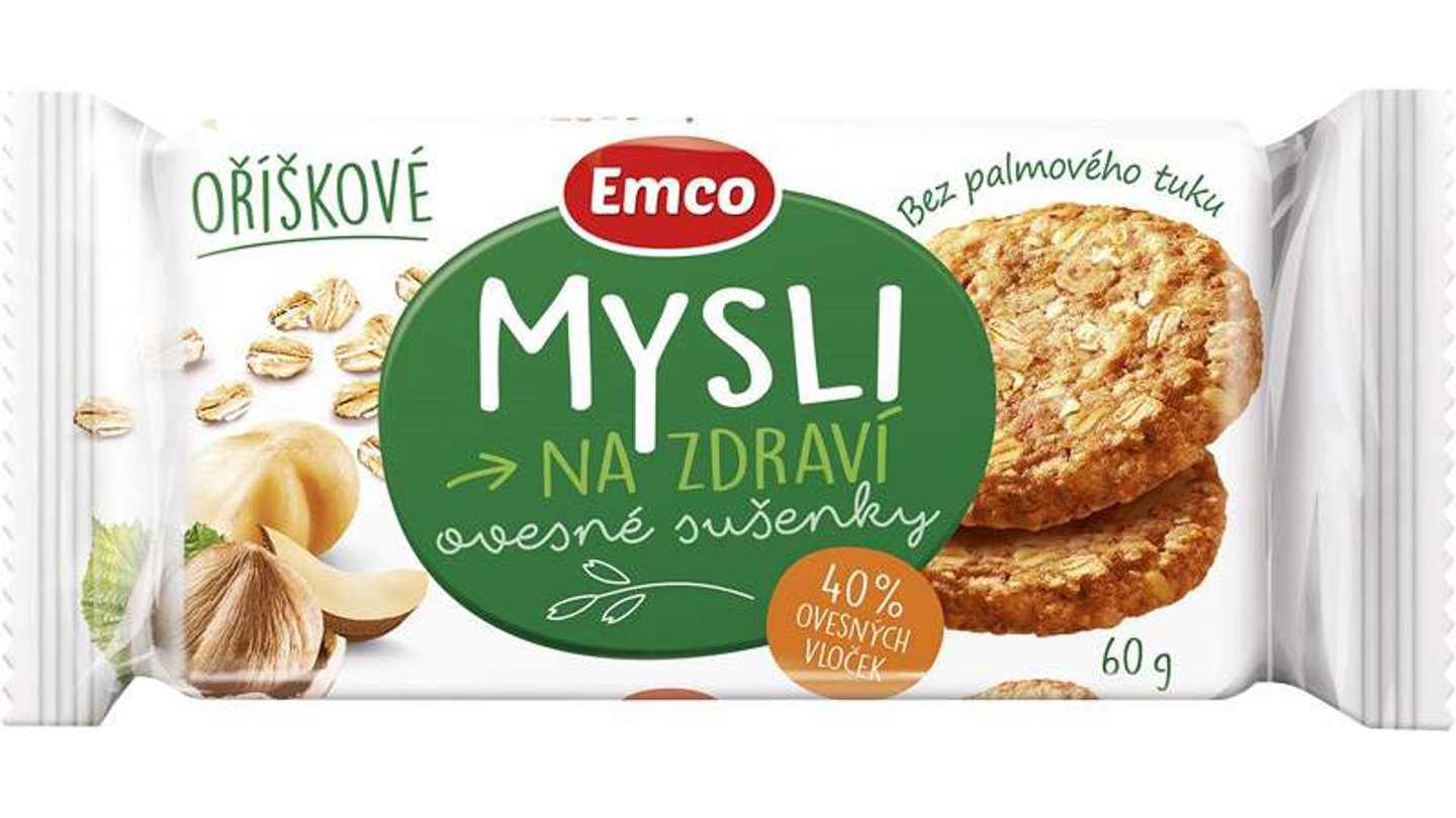 Mysli Na Zdraví Ovesné sušenky oříškové  Emco  60g