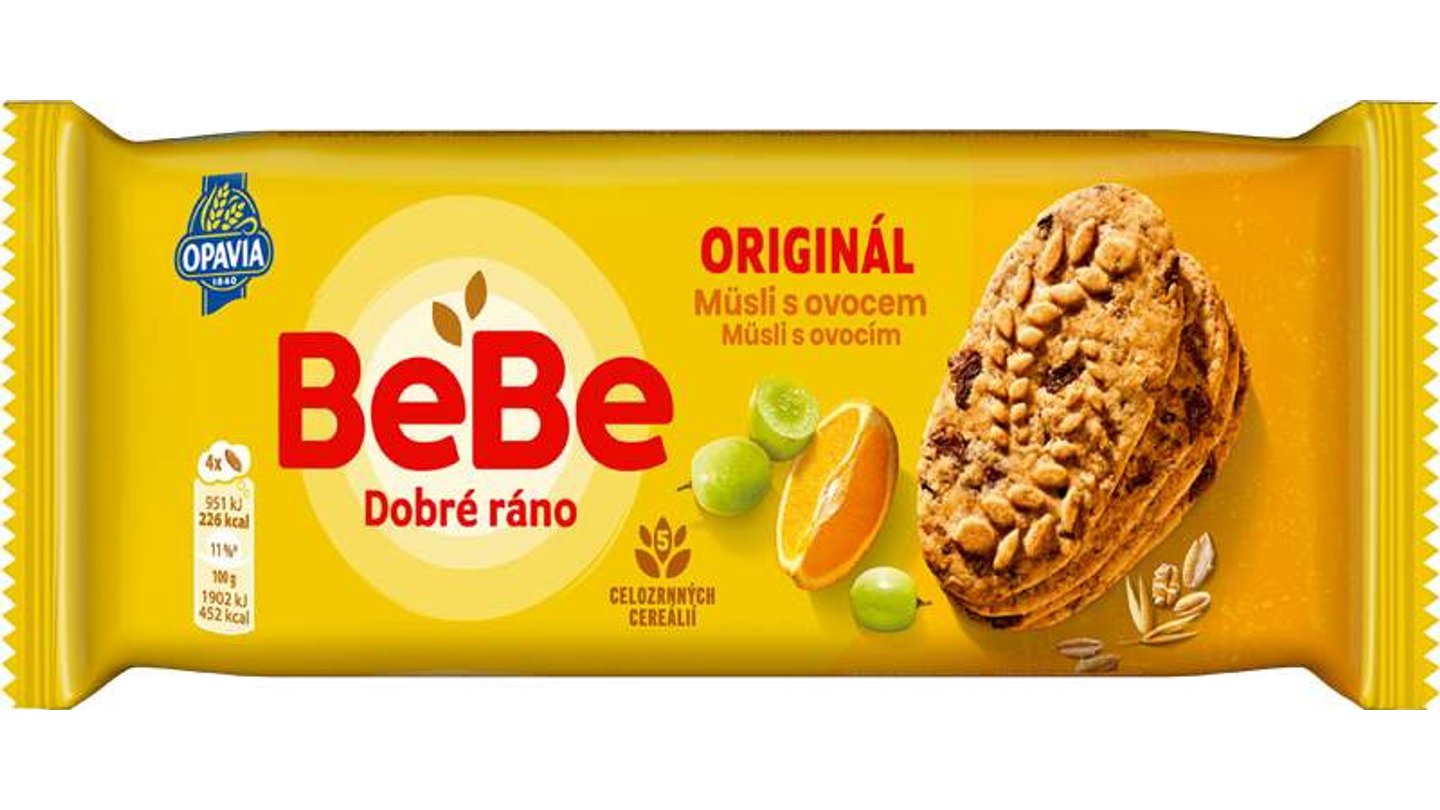 BeBe Dobré ráno Sušenky originál müsli s ovocem Opavia 50g