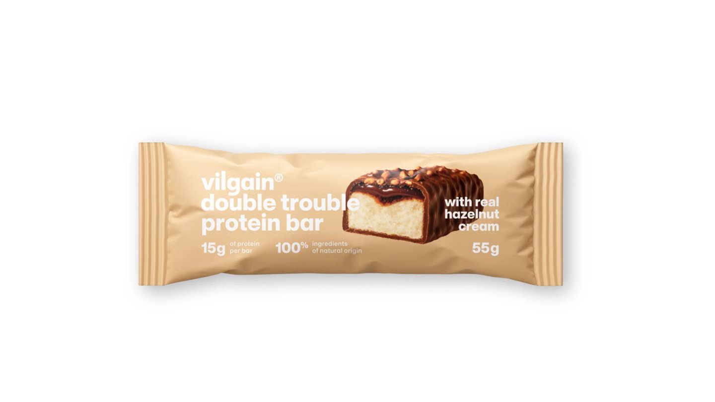 Double Trouble Protein Bar - lískooříškový krém s mléčnou čokoládou