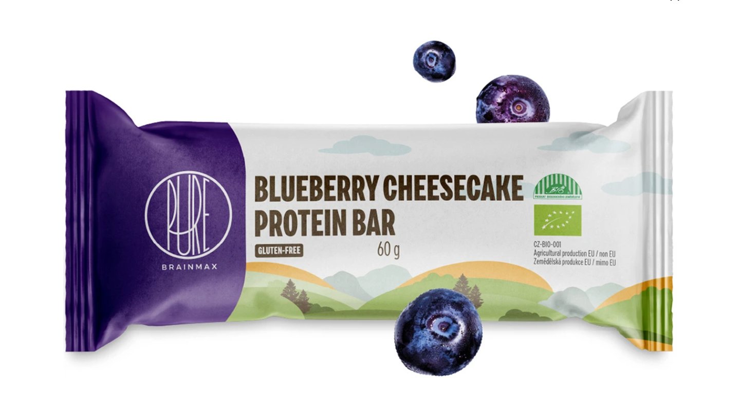 BrainMax Pure Blueberry Cheesecake Protein Bar - bez lepku