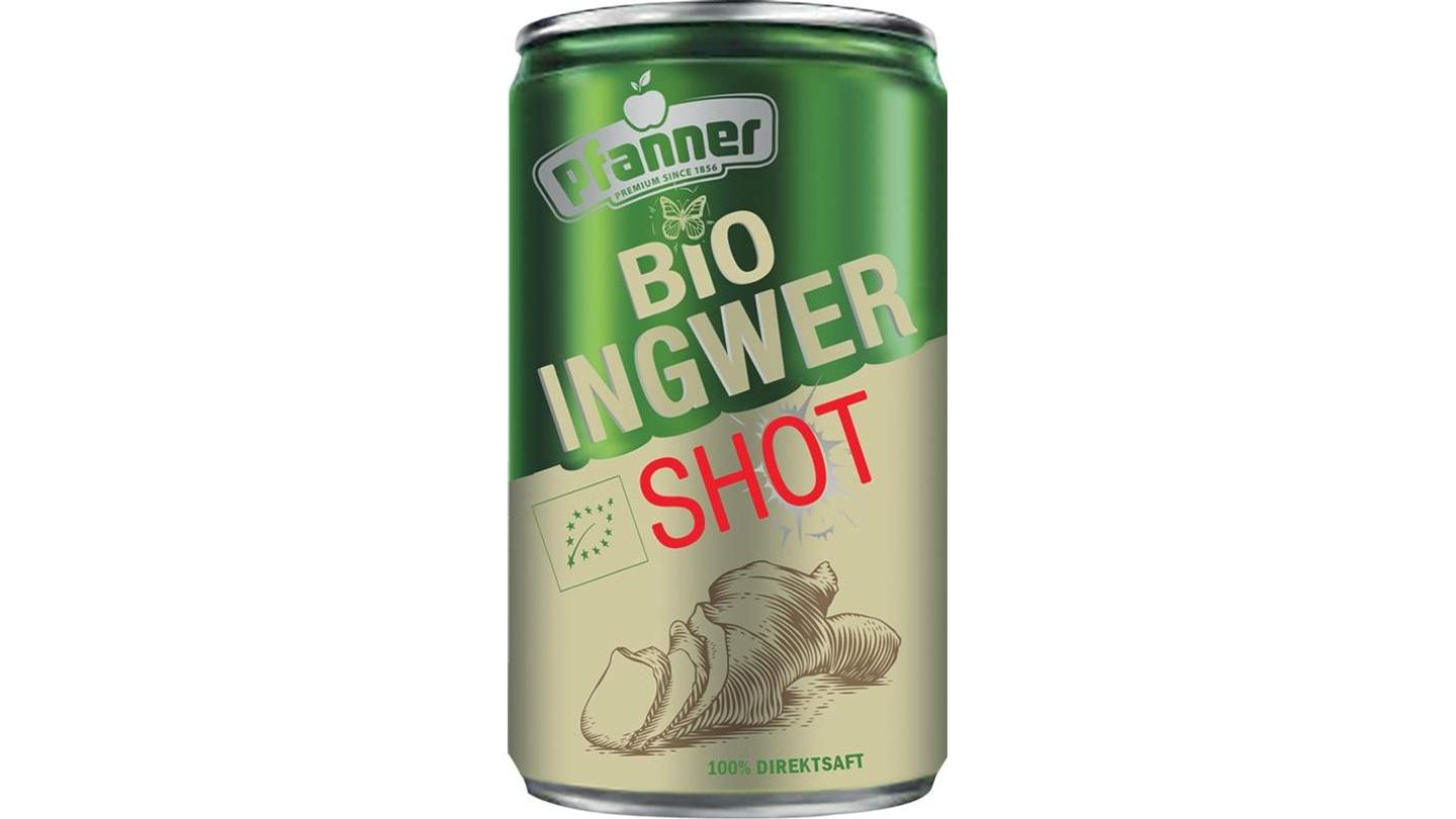Pfanner Shot jablko+zázvor+citron šťáva BIO 150ml plech