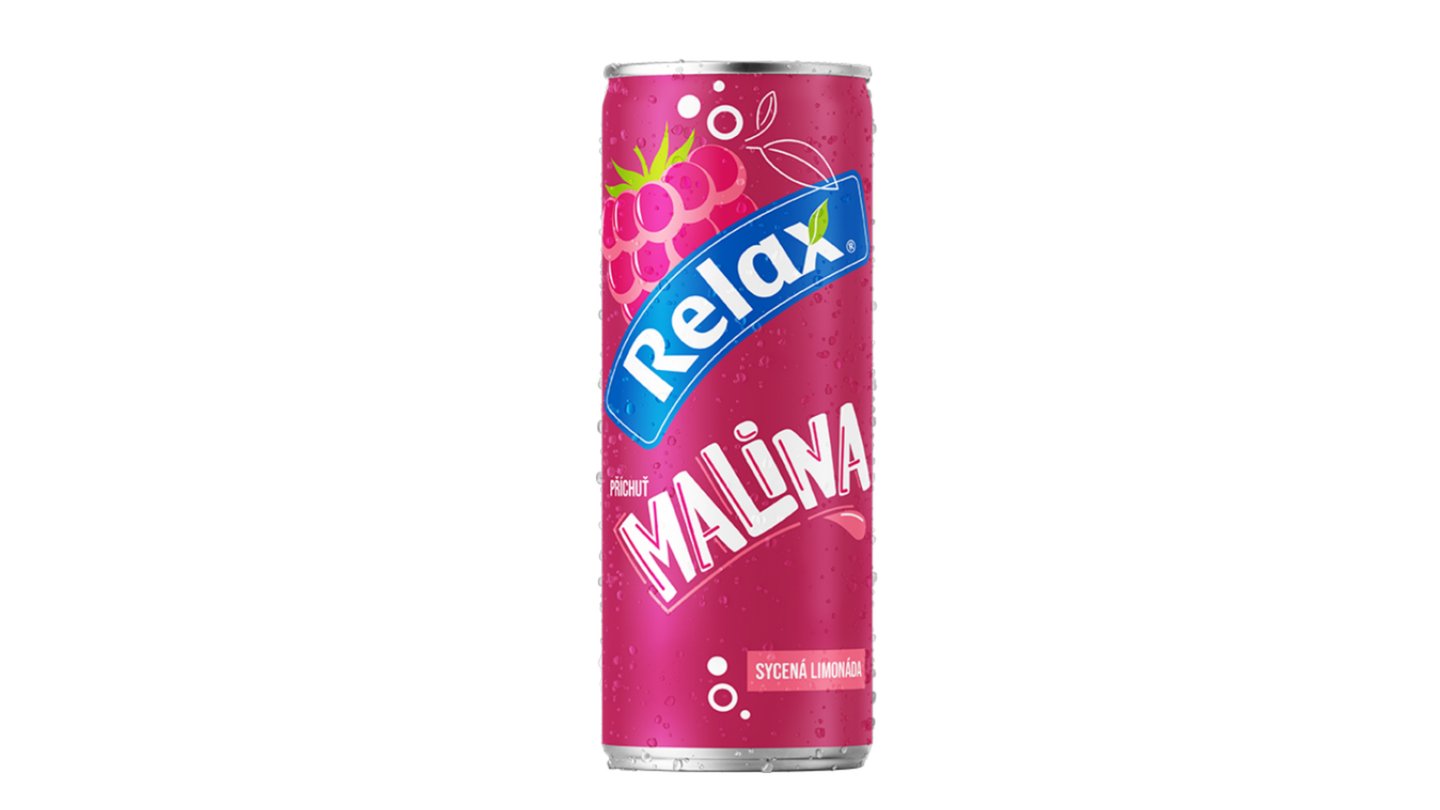 Relax 330ml limonáda Malina plech