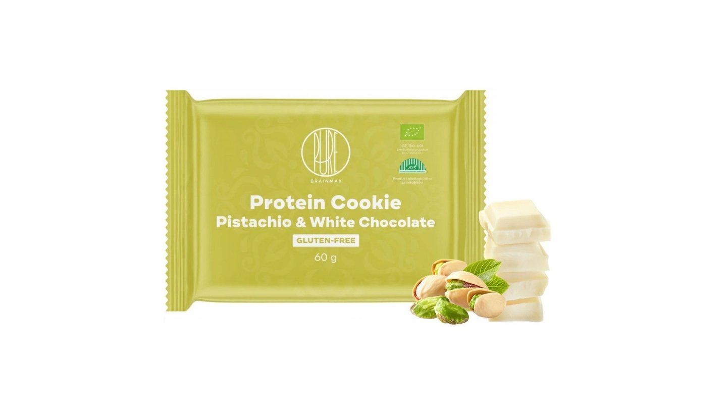 BrainMax Pure® Protein Cookie - Pistácie & Bílá čokoláda, BIO, 60 g