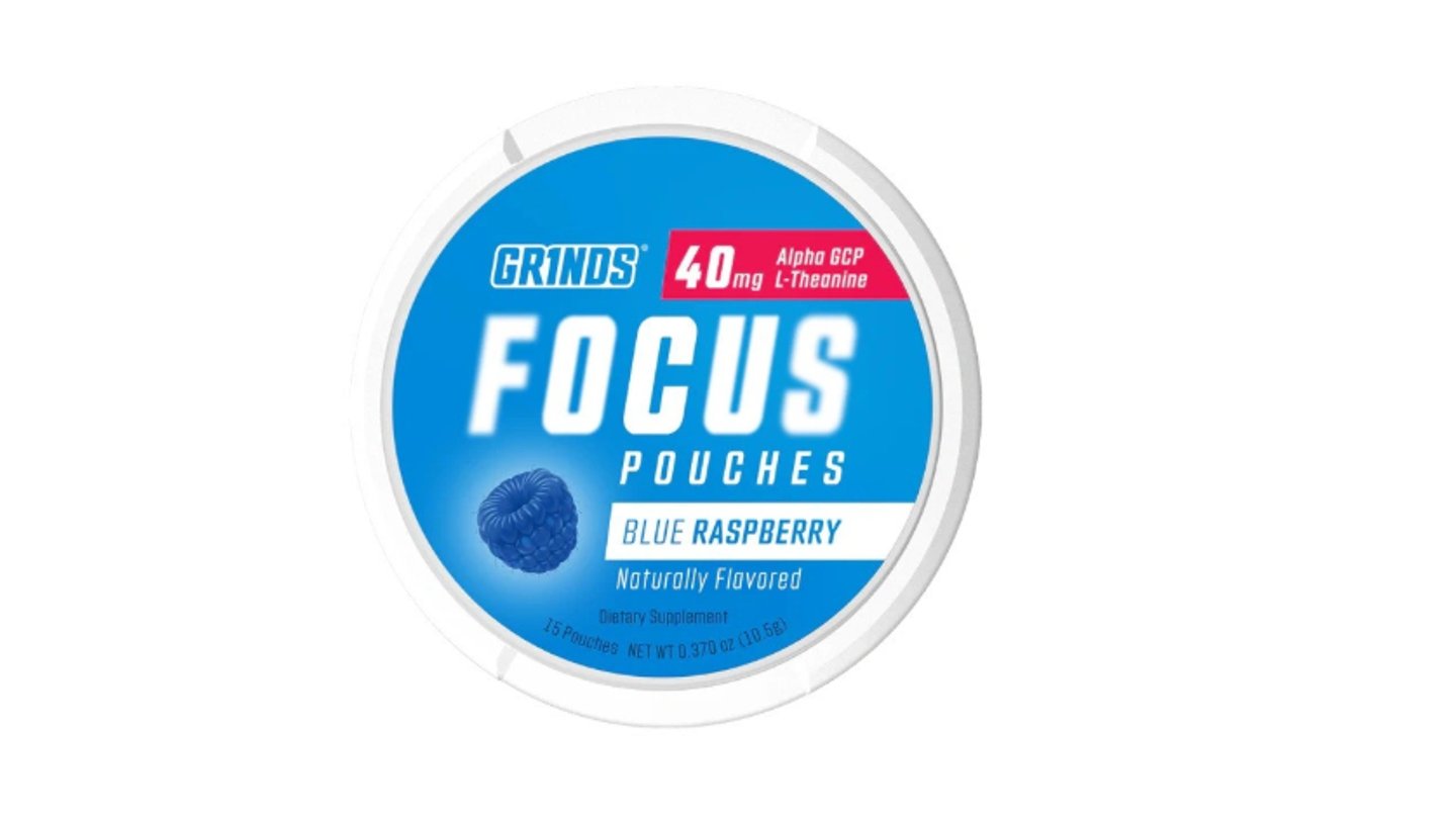 GRINDS FOCUS BLUE RASPBERRY Osvěžující modrá malina a podpora soustředění v jednom! BEZ KOFEINU, NIKOTINU A TABÁKU ✓