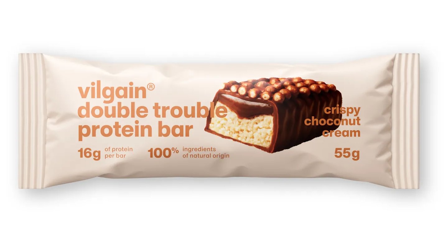 vilgain - double trouble protein bar - Lískooříšková tyčinka v mléčné čokoládě